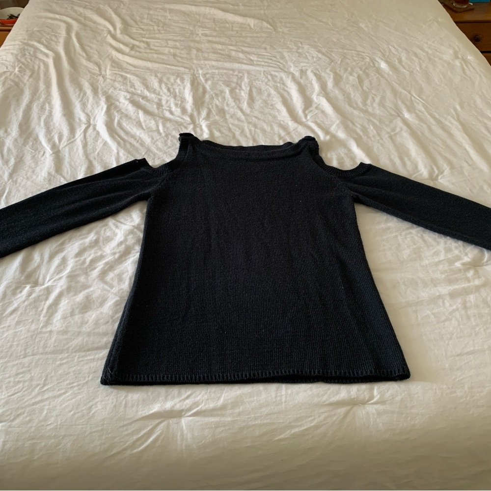 Navy Pink Lily Boutique Cold Shoulder Sweater!